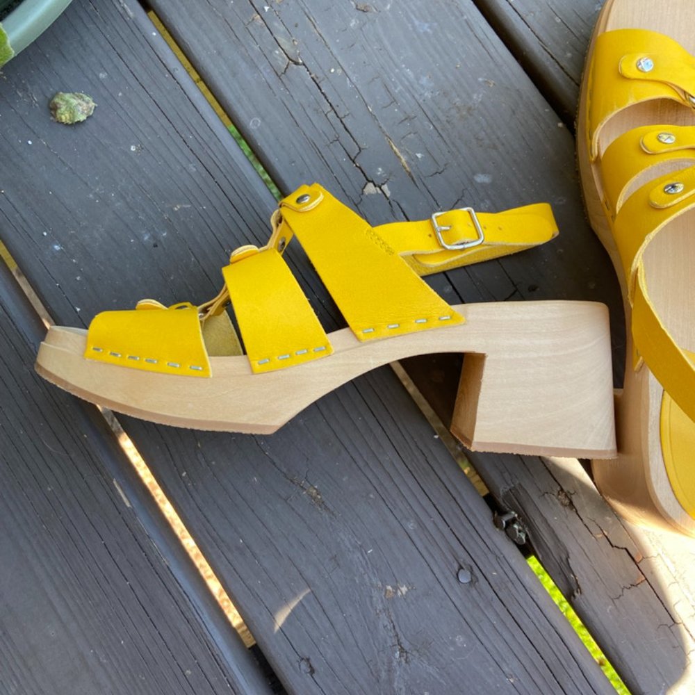 Swedish Hasbeens Brassy High Sandals Yellow EU 40 US 9